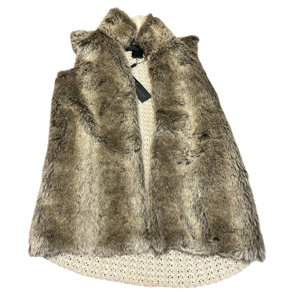 NWT Kardashian Kollection Faux Fur Sweater Knit Back Vest Size Small